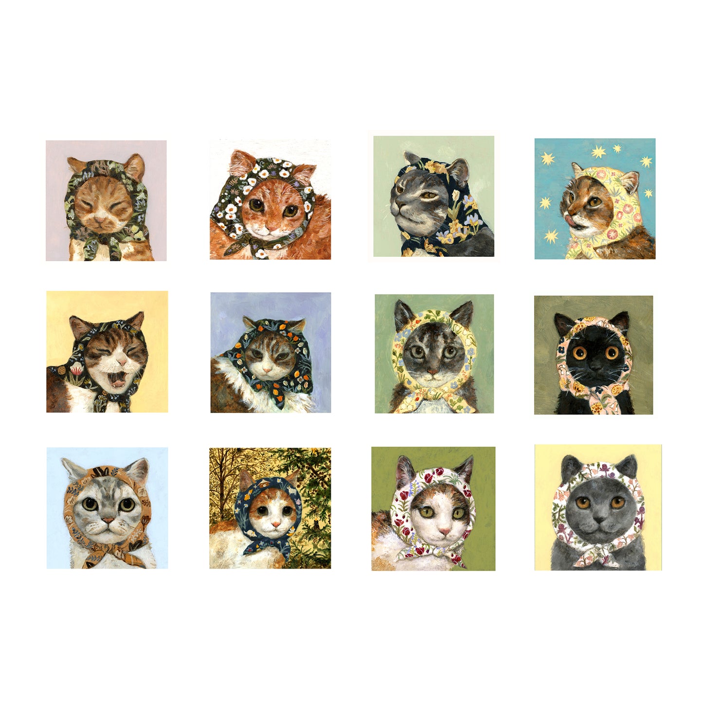 (3) Babushcats postcard set of 24