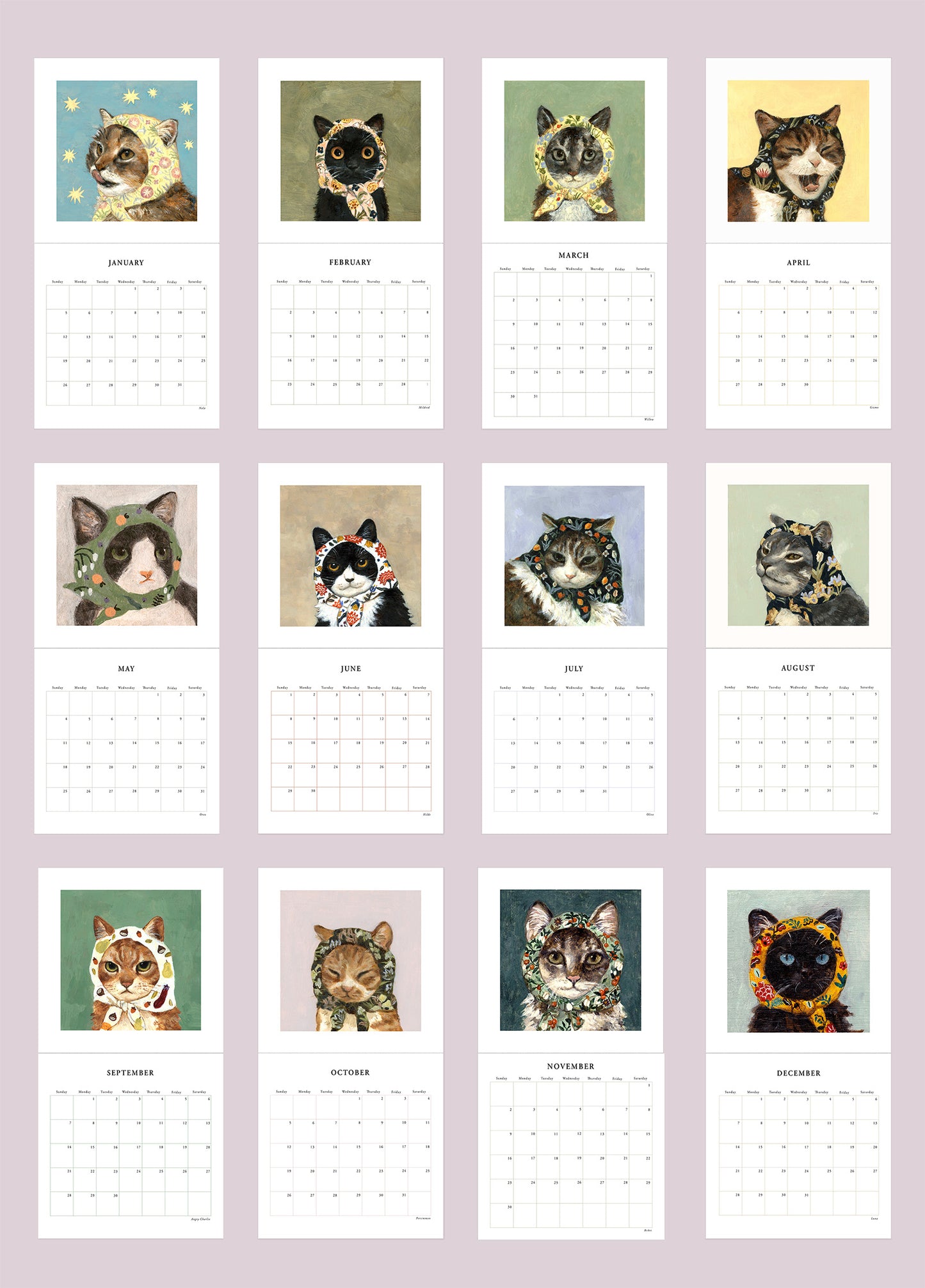 Babushcats calendar for 2025